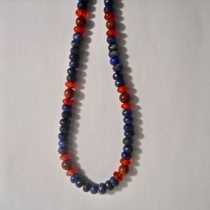 Lapis faceted beads with carnelian choker